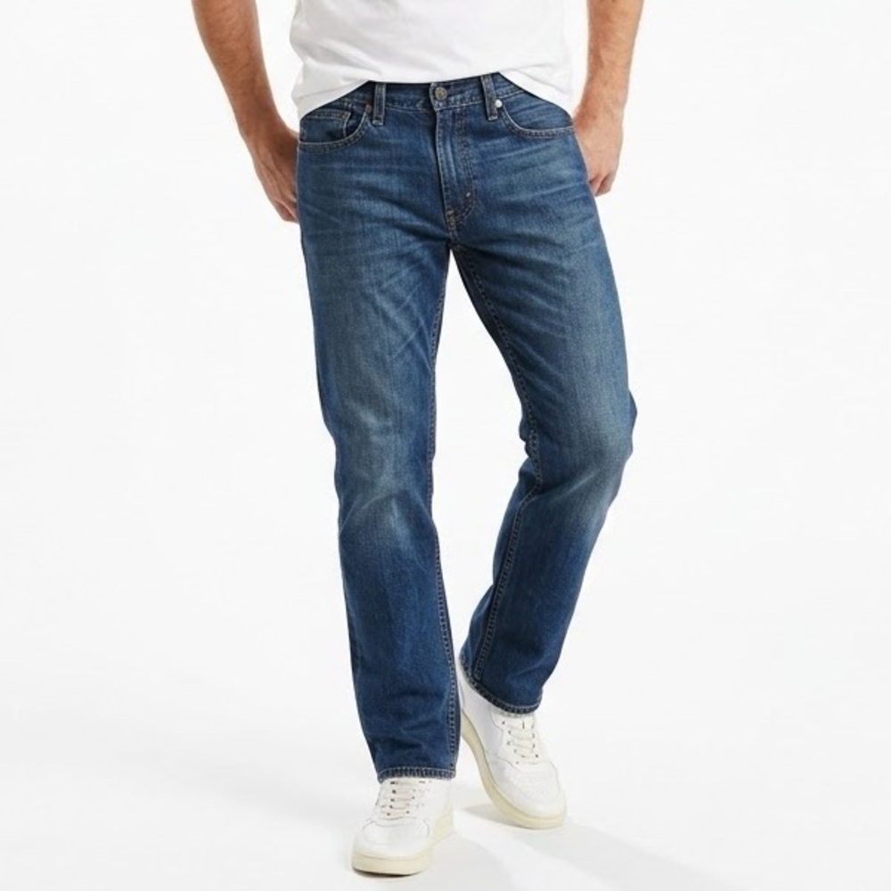 Levis 514 Straight Fit Jean Medium Dark Wash Denim Classic Casual Black Label 32
